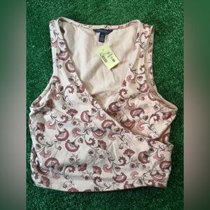Aeropostale Cream and Red Fitted Wrap Tank Top NWT